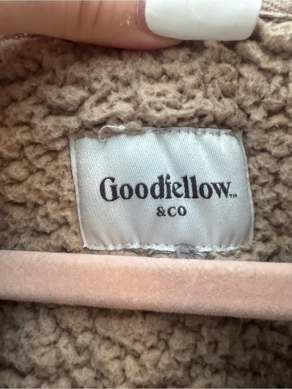 Men’s Goodfellow Cozy Teddy Sherpa Quarter-Zip Pullover - Taupe - Picture 7 of 8
